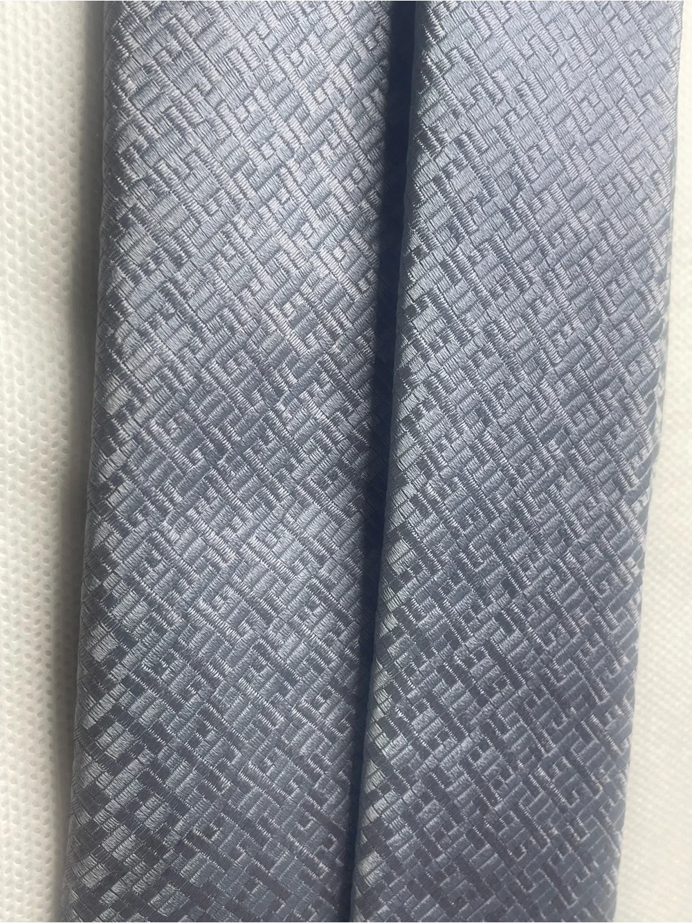 Giorgio Armani Textured Repp Silk Tie Geometric Silver Gray Preppy Style Necktie